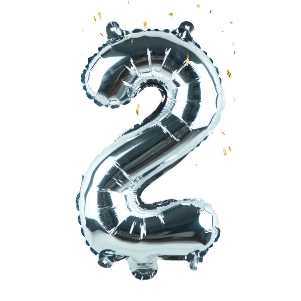 Silver Number “2”Balloons 16 Inch, Mylar Foil Custom Single Letter, Hanging, Reusable for girls boys adults Birthday,Surprise,Wedding, Celebration, Sports Party Event Decoration Supplies