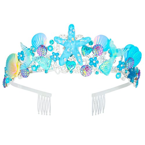 Casoty Mermaid Party Decorations, Mermaid Crown, Mermaid Party Favors for Women Girls, Seashell Mermaid Tiara, Mermaid Hair Accessories for Birthday Halloween Costume Party