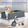 iPrimio Cat Litter Scoop Metal w/ Deep Shovel, Black - Non Stick Plated Aluminum Cat Litter Scooper with Holder - Litter Box Scooper - Metal Cat Litter Scoop - Patented Sifter w/ Holder - Solid Handle