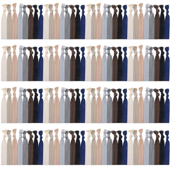 120 Pack Neutral Color No Crease Ribbon Elastics Hair Ties Women Yoga Knotted Ponytail Holder