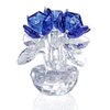 H&D HYALINE & DORA Blue Crystal Rose Flowers Figurines Ornament with Gift Box
