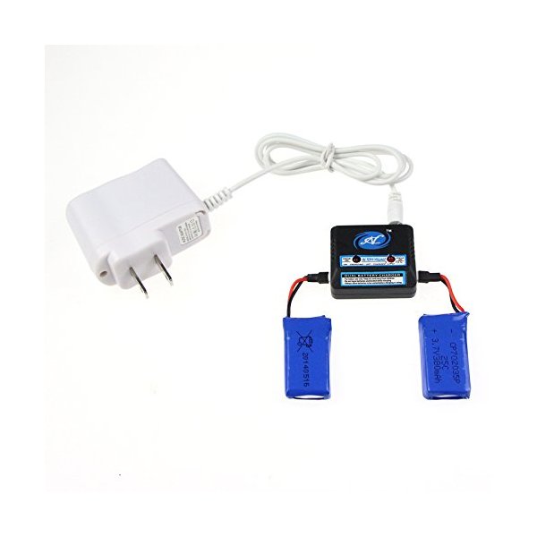 NC White Color 110V AC Charger & Charger Box with INDICATING Light & 2PCS 25C 3.7V 380MAH Blue Batteries for F180 F180C F180 Plus M61X, M62R M62 RC Quadcopter