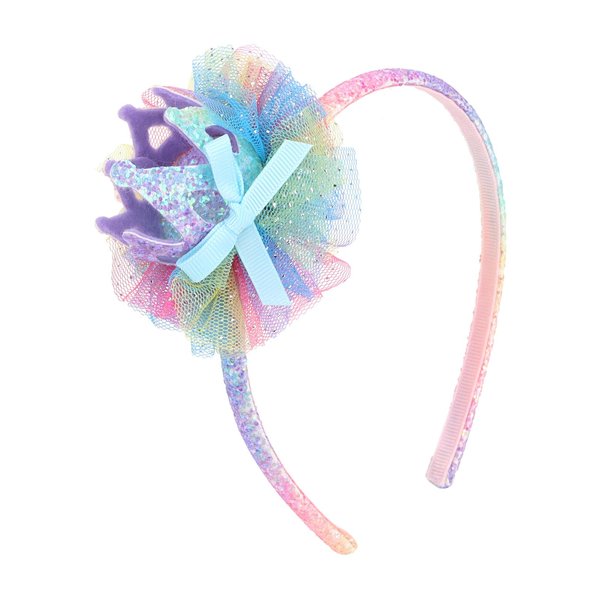 Amariver Pink Headband for Girls Glitter Crown Head Band Sparkle Sequins Hair Band Party Costume Decoration Cute Hair Hoops for Daily Wearing Pink Hair Accessories for Women Girls
