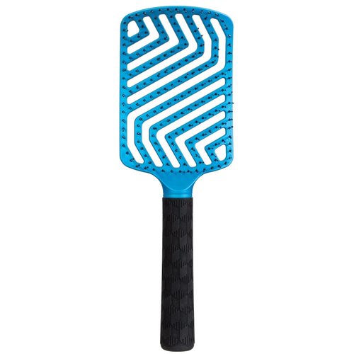 ForPro Professional Collection Expert Stylist Choice Paddle Hair Brush, 100% Natural Anion Bristle, Silicone Ergonomic Handle, Matte Blue