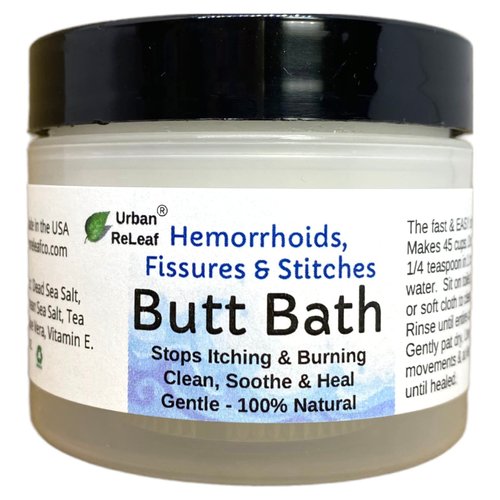 Urban ReLeaf Butt Bath ! Hemorrhoids, Fissures & Stitches. Stops itching & Burning. Clean, Soothe & Heal. The Easy Sitz Bath! Fast Relief! Healing Sea Salt. Gentle, Effective, 100% Natural