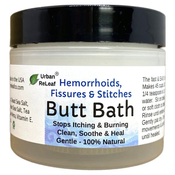 Urban ReLeaf Butt Bath ! Hemorrhoids, Fissures & Stitches. Stops itching & Burning. Clean, Soothe & Heal. The Easy Sitz Bath! Fast Relief! Healing Sea Salt. Gentle, Effective, 100% Natural