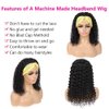 mengkai 14 Inch Glueless Headband Wig Human Hair150% Curly Headband Wig Human Hair Natural Color Machine Made Curly Headband Wig Human Hair Kinky Curly Headband Wig Human Hair 100% Human Hair Wigs