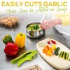 2 in 1 Garlic Slicer and Mincer - Multipurpose Garlic Press and Slicer, Stainless Steel and Durable Plastic, 7.6 x 1.7 x 2.5" Convenient Size, Easy to Use and Clean, Good for Home & Commercial Use