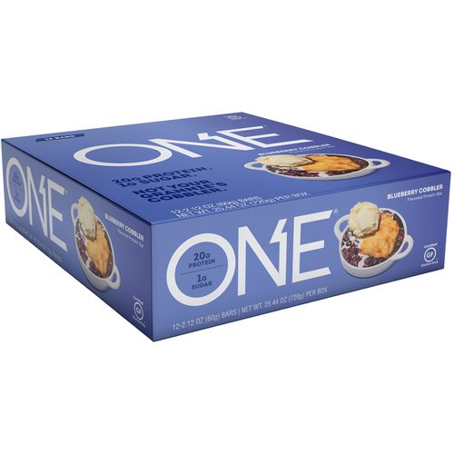 ONE Protein Bars, Blueberry Cobbler, Gluten Free Protein Bars with 20g Protein and only 1g Sugar, Guilt-Free Snacking for High Protein Diets, 2.12 oz (12 Count)
