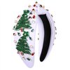 Christmas Tree Knotted Headband for Women Pearl Rhinestone Jewelry Christmas Tree Beaded Hairband Winter Holliday Wide Knot Headband Christmas Party Favors Gifts
