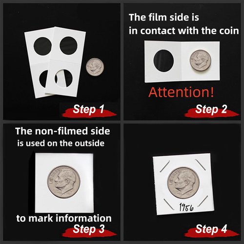 MUDOR Upgraded Premium Coin Flips for Nickel, 200 Pack Cardboard Coin Holder, Mylar Coin Flips 2x2, Paper Coin Holders