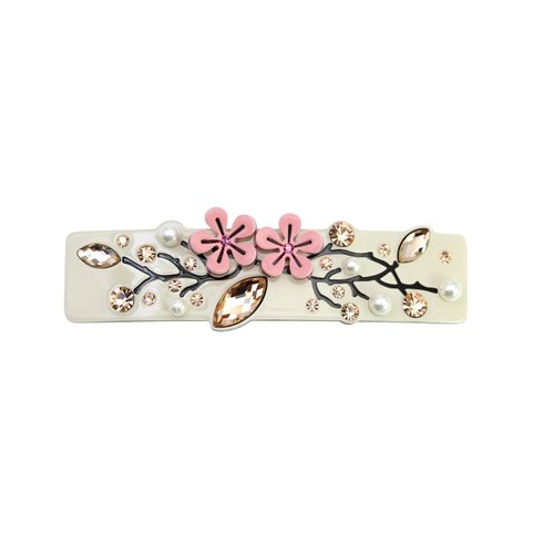 Faship Premium Rhinestone Crystal Beige Cellulose Acetate Rose Floral Art Deco Hair Claws Clips