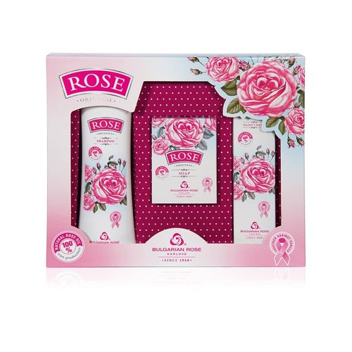 Rose Bulgarian 3 piece Gift Set - Natural Hair Shampoo, Soap Hand Cream
