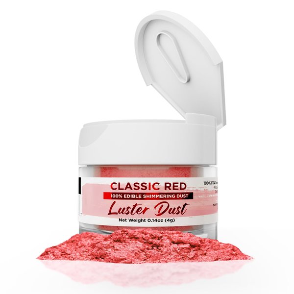 BAKELL Edible Luster Dust & Paint | Classic Red LUSTER DUST Edible Powder | KOSHER Certified | Halal Certified Paint, Powder & Dust | 100% Edible & Food Grade| Cakes, Vegan Paint & Dust (Classic Red)