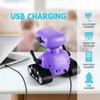 Playsheek Rechargeable Emo Robot with Auto-Demonstration - Remote Control Smart Robot Toy Gift for Kids Age 3+ - Purple