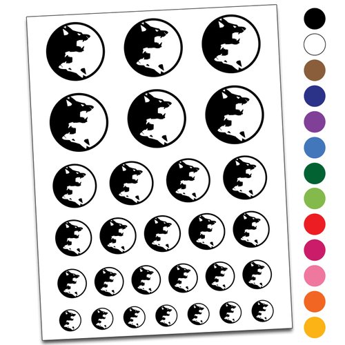 Yin Yang Wolf Wolves Temporary Tattoo Water Resistant Fake Body Art Set Collection - White (One Sheet)