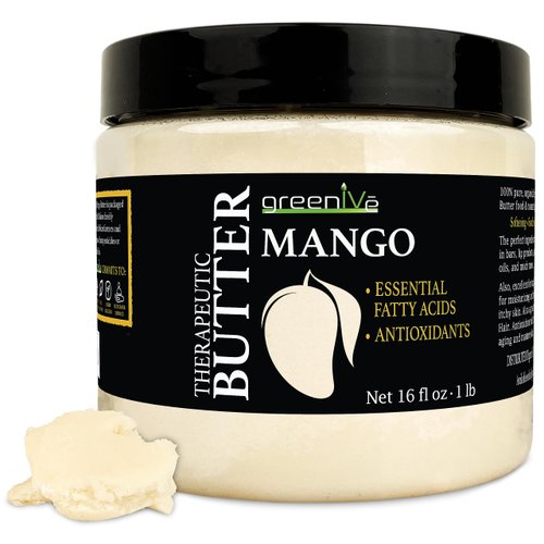 GreenIVe Virgin Mango Butter 100% Pure Raw Creamy All Natural Skin Moisturizer Unrefined (16 Ounce Jar)