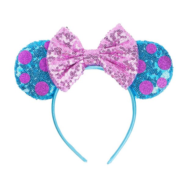 JIAHANG Mouse Ears Headband with Polka Dot, Sequin Bow Headwear, Party Decoration Costume Headpiece Hair Accessories for Women Girls