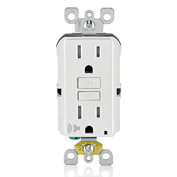 Leviton GFCI Outlet with Audible Alarm, 20 Amp, Self Test, Tamper-Resistant with LED Indicator Light, Great for Refrigerators in Garages, GFTA2-W, White