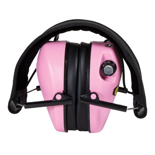 Caldwell E-MAX - ADULT Pink - Low Profile Electronic 23 NRR Hearing Protection with Sound Amplification - Adjustable Earmuffs for Shooting, Hunting and Range