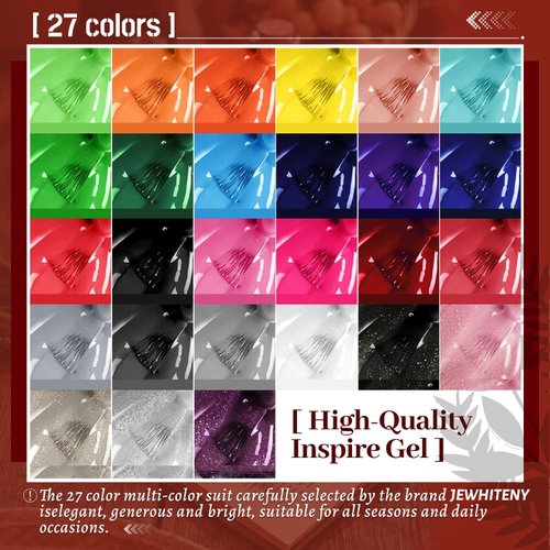 JEWHITENY 30PCS Gel Nail Polish Kit 27 Colors Gel Polish Set Gel Nail Kit Soak Off Nail Gel Polish Set for Manicure Nail Art Salon/Home Starter Kit