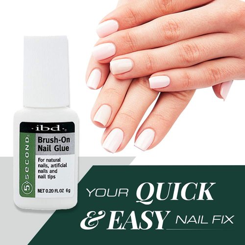 5 Second Brush-On Nail Glue 6 g, for Nail Tips, Full Cover Nails, and for Repairing of Cracked, Split Natural Nails, 3 Packs