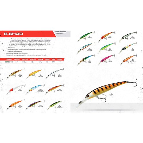 BANDIT LURES Multi-Species Minnow Jerkbait Fishing Lure, Fishing Accessories, 3.5", 1/3 oz, Fire Tiger, (BDTB-SHAD20)