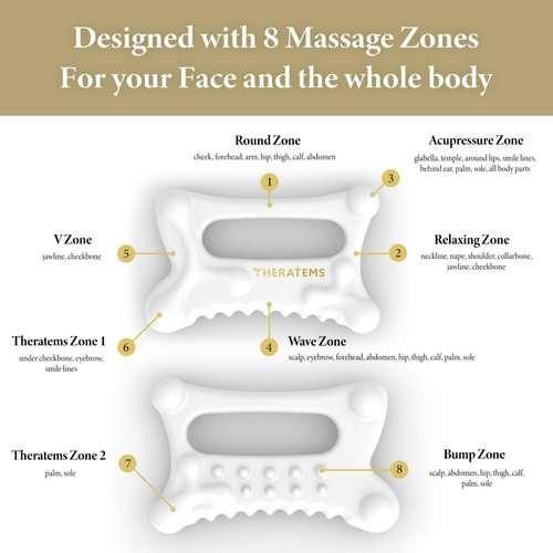 THERATEMS Natural Ceramic gua sha Massage Tool, face and Body guasha, Lymphatic Drainage Trigger, guasha Board, face Lift, Muscle Relief Massage Board