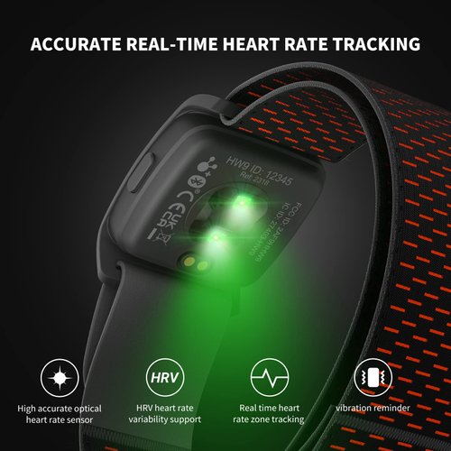 COOSPO HW9 Bluetooth 5.0 ANT+ Heart Rate Monitor Armband with HR Zones/Calories Burned, Optical HRM Sensor for Fitness Training/Cycling/Running,Compatible with Peloton,Zwift,DDP Yoga,Wahoo
