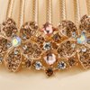 Aimimier Flower Crystal Hair Comb Decorative Rhinestone Gem Side Combs Long Teeth Hair Pins Updo Hair Accessories for Bride and Bridesmaid(Champagne)
