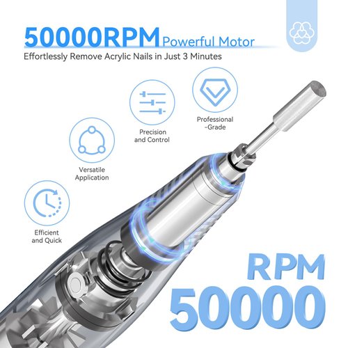 SAVILAND Nail Drill Professional: 50000RPM PRO Nail Drill Machine - 2024 Model,Amazing Faster Removel Any Acrylic Nails, Powerful & Anti Shaking|Perfect Choice for Nail Salon & Pedicure