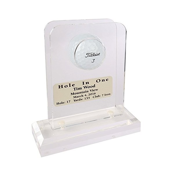 Acrylic Hole in One Golf Ball Display~Includes Engraved Plate