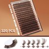 Brown Lash Clusters 320 Pcs Lash Extension Kit Fluffy DIY Eyelash Extensions Kit Natural Look Cluster Lashes D Curl 8-16 MM Mixed Lash Bond and Seal Lash Tweezers for Lash Clusters Kit DIY at Home