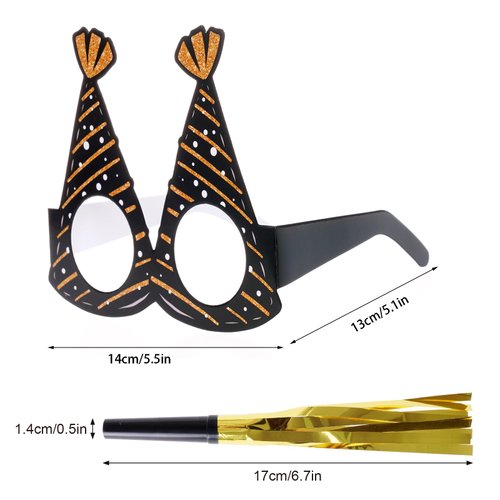 Pistha 24 Pcs New Years Eve Party Supplies 2025, 12 Happy New Year Glasses 2025 and 12 Noise Makers New Years Party Favors for Happy New Years Decorations 2025