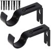 Curtain Rod Brackets for Adjustable, 2 Pack Premium Rod Bracket for Walls, Curtain Rod Holder, Drapery Rod Holders Hardware Window Curtain Rod Support Hanger for 1 Inch Rod (Black)