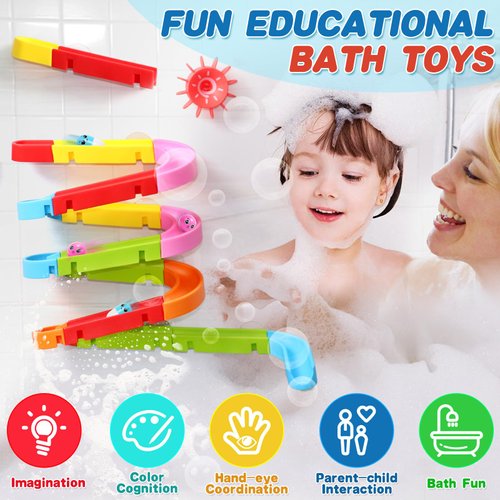Bath Toys for Kids Ages 2-4-8 Mold Free Toddler Bath Toys 38 PCS Bathtub Shower Toys DIY Water Slippery Slide Birthday Gift for 2 3 4 5 6 7 8 Year Old Boys Girls