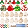 Cinnvoice 60 Pcs Wood Christmas Crafts for Kids DIY Paint Xmas Ornaments Blank Unfinished Wooden Cutouts Shapes Slices Hanging Embellishment for Christmas Tree Holiday Party Decor(Ball)