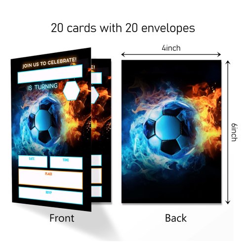ANYEMW 4x6 Soccer Birthday Invitations, Soccer Birthday Party, Sports Party Decorations, Birthday Party Invitations For Boys Girls, Kids Birthday Invitations. (sport（119）)