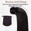 RUNATURE Ponytail Extension Human Hair for Black Women Straight Ponytail Human Hair Extensions Full Ends #1B Brazilian Wrap Around Ponytail Hair Extension with Magic Paste 12 Inch 70g