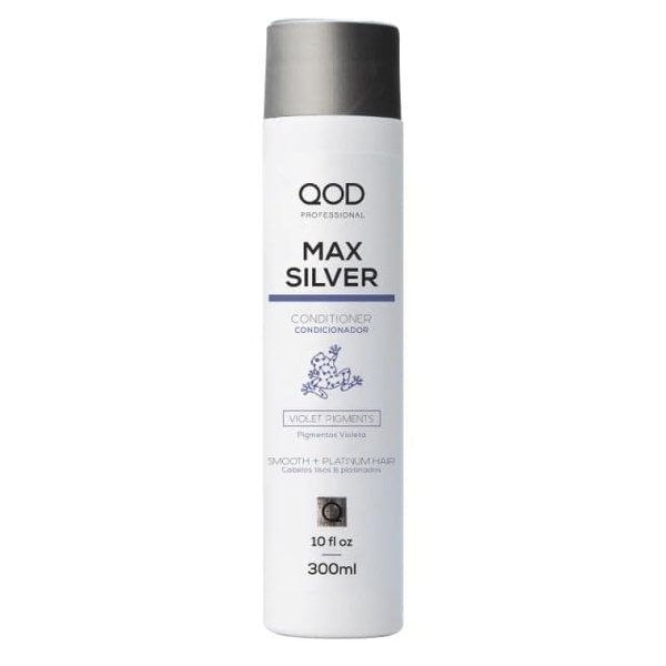QoD MAX SILVER CONDITIONER 300ML-10fl oz/FOR BLONDE, STREAKED OR GRAY HAIR/WITH VIOLET PIGMENTS/PROLONG THE SMOOTH EFFECT OF HAIR TREATED WITH HAIR STRAIGHTENING TREATMENT.
