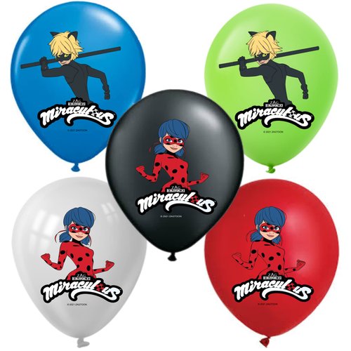 Miraculous Ladybug Cat Noir 12" Birthday Party Balloons 25 Pcs | Premium Latex for Miraculous Ladybug Party Supplies and Decorations by Vision E.D.