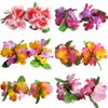 Hawaiian Leis Headband Wristbands Hawaii Tropical Luau Necklace Headpiece Bracelets Hair Bands Flower Leaf Wreath Women Summer Beach Vacation Wedding Birthday Party Favors Supplies Decorations 24 PCS