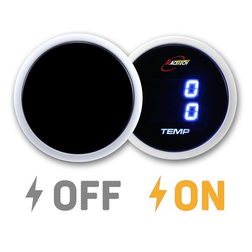 RACETECH Electrical Dual Temperature Gauge – Water & Oil/Coolant Temp – Digital Blue LED 52mm 2-1/16" Fahrenheit Display – Includes Two 1/8 NPT Thread for Car Use