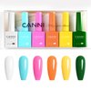 CANNI 9ml Hema-Free Gel Nail Polish Set- 6Pcs White Blue Orange Yellow Colors Gel Polish Kit, Soak Off LED Nail Gel Manicure Kit DIY at Home Salon Gifts for Women Girls