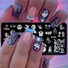 Halloween Nail Stamping Plate Nightmare Before Christmas Nails Stamping Kit The Day of Dead Ghost Holiday Nail Stamping Plate Halloween Nail Stamper Kit for Women Girls DIY Salon