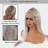 OiMiGO Straight Lace Front Wigs Human Hair Pre Plucked 13x4 HD Lace Frontal Wigs Human Hair 180% Density Invisible HD Transparent Glueless Wigs Human Hair for Women With Baby Hair(#Grey,20Inch)