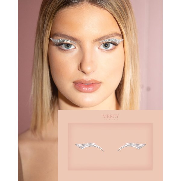 MERCY LONDON Crystal Winged Eyeliner Glam Costume Accessories Face Gems Jewels All In One Headpiece Stick On
