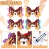 Whaline 4Pcs Ice Cream Glitter Bow Hair Clips Chocolate Hair Bow Barrette Summer Colorful Leather Hairgrips Sparkly Alligator Hair Clips for Girls Women Hair Accessories Birthday Party Supplies
