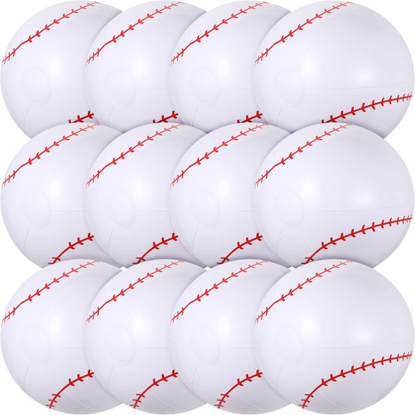 Chivao 24 Pieces Inflatable Ball Soccer Ball Softball Volleyball Basketball Football 16 Inch Beach Balls Party Favors Summer Swimming Pool(Baseball)