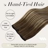 Full Shine Genius Weft Hair Extensions Real Human Hair Hand Tied Hair Extensions Remy Hair Color Medium Brown To Honey Blonde Highlight Medium Brown Human Hair Weft Sew In Hair Extensions 60G 20 Inch